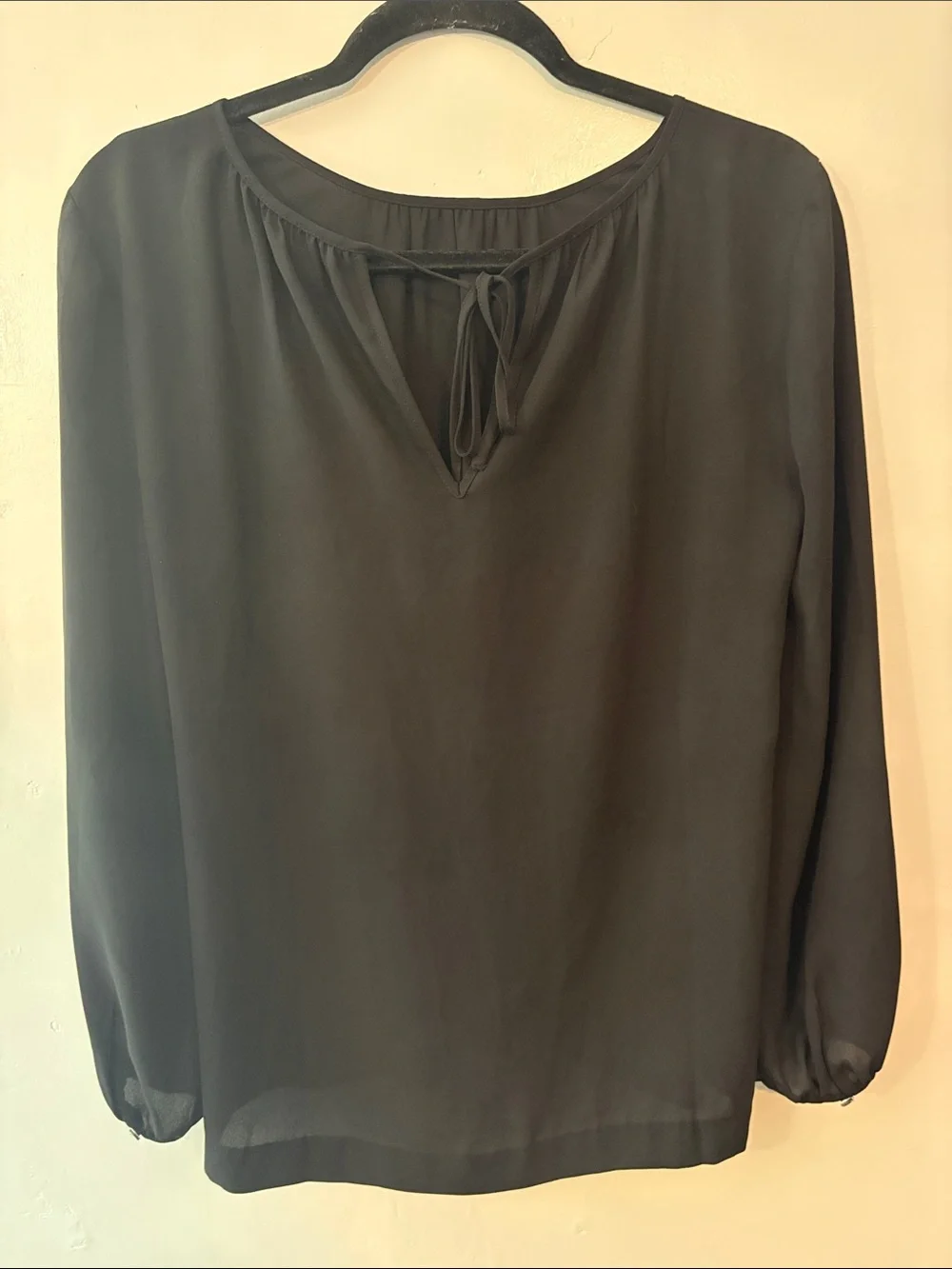J. Crew Black Long-Sleeve Peasant Blouse with Back Tie Size 2